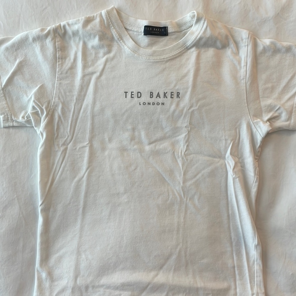 Kids Ted Baker White Cotton Logo T-Shirt Size 1
